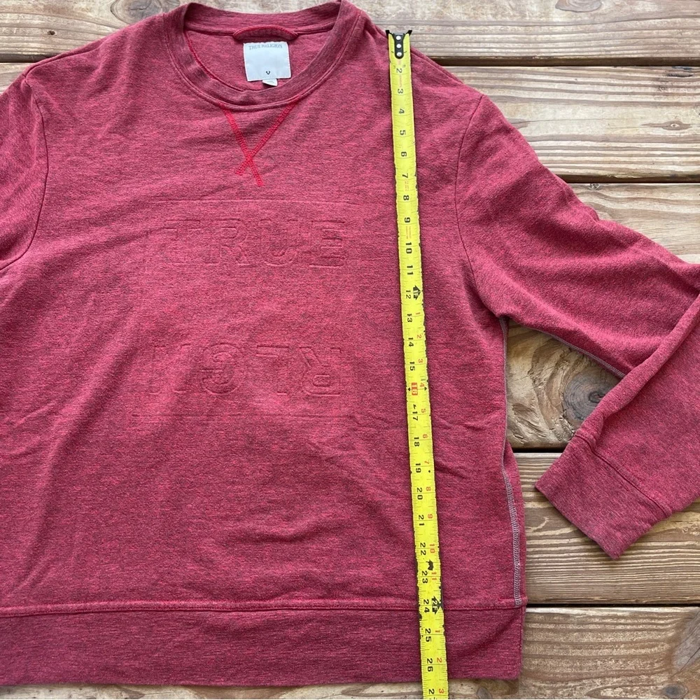 True Religion Red Embossed Logo Crewneck Sweatshirt Size Medium